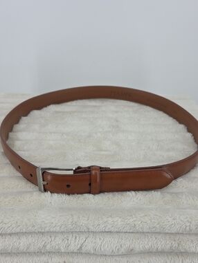 Jos. A. Bank Brown Leather Belt with Silver Buckle
